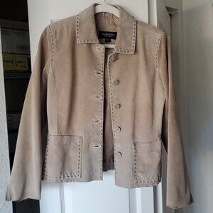 Bernardo Collection Petite Small Beige Suede Leather Jacket